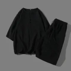 【人気急上昇】セットアップ　黒　XL　ゆったり　春夏　メンズ