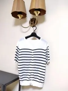 ☆VIS　白黒ボーダー半袖カーデガン　М☆
