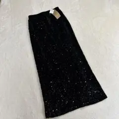 スパンコールタイトスカートブラック