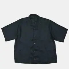 無印良品 オーバーサイズ リネン半袖シャツ ネイビー L