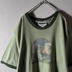 古着 90s ポパイ Popeye プリント Tシャツ グリーン USA製