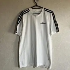 【adidas】半袖Tシャツ ホワイト ストライプ Mサイズ