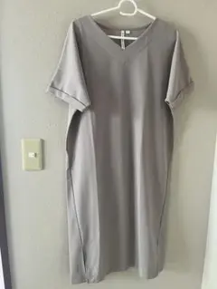 ワンピースチュニックベージュ vネックLサイズ