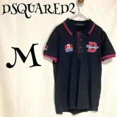 DSQUARED2/胸元開閉ボタン/Mサイズ/襟付き/半袖ブラック/ポロシャツ