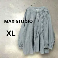 【美品】MAX STUDIO ストライプシャツチュニックブラウスXLナチュラル系