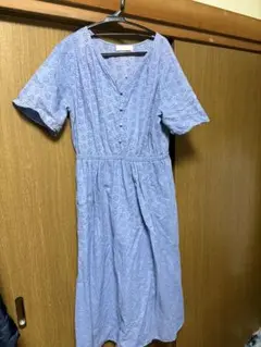薄い青 半袖 ロングワンピース　サイズ3