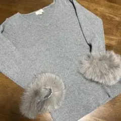 RD グレーのニット　ファーつき