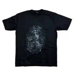 グラフィックプリント ブラック 半袖Tシャツ スカル 女性 女神 女王 童話 L