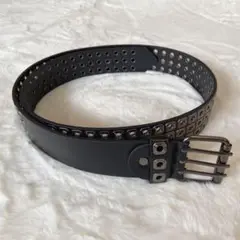 3穴リベットベルト アメカジ スタッズ 黒 ブラック グランジストリートスケボー