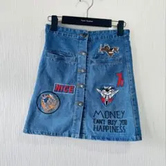 F-14 TOMCAT キャラクター アメリカ海軍　刺繍デニムスカート