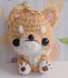✿即購入OK✿あみぐるみキーホルダー★茶柴犬・ヌードタイプ