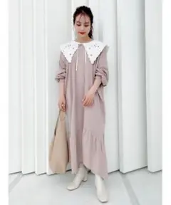 新品タグ付き Jumelle ジュメロ 付け襟ギャザーワンピース ピンク M