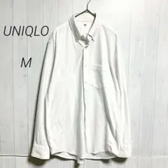 UNIQLO　ファインクロスコンフォートシャツ　ホワイト　M　長袖　ボタンダウン