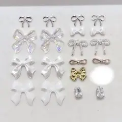 【残り1点】ネイルパーツ　デコ　ホワイト　白　シルバー　モノトーン　夏