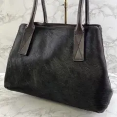 Donna Karan DKNY ダナキャラン ハラコ×本革レザー ハンドバッグ