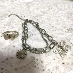 指輪&ブレスレット　蝶々　シルバー