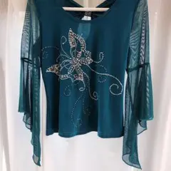 ティールフレアスリーブベリーダンストップス