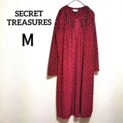 SECRET TREASURES【М】ロングワンピース 赤/レッド 長袖 古着
