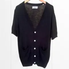【美品】HVC international 半袖カーディガン　M もちもちニット