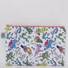 ファスナーポーチ♡鳥獣戯画 白 20cmファスナー 和柄