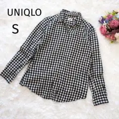 UNIQLO　ユニクロ　ネルシャツ　ギンガムチェック　S　黒　白　4863