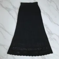 Heather ヘザー かぎ針ニットフレアスカート ブラック
