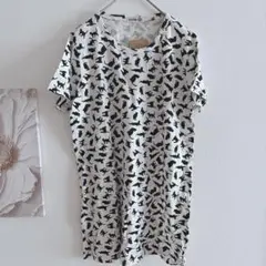 ティモシー　Timothy 猫シルエット 半袖Tシャツ　白黒　新品タグ付　L