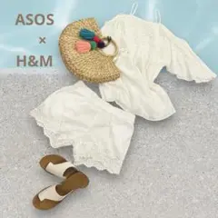 H&M ASOS コットン ショーツ トップス 2点セット オフショルダー