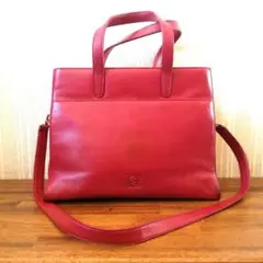 LOEWE ロエベ 2way ショルダーバッグ アナグラム レザー レッド