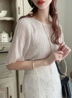 GRL キャミソール付き波プリーツプルオーバー