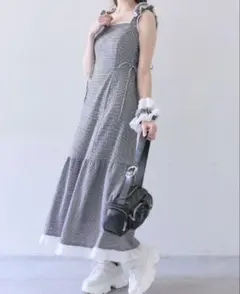 OLIVE des OLIVE サイドレースアップ ワンピース ギンガムチェック
