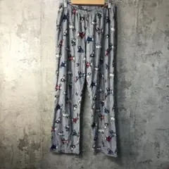 Y5481古着　柄パンツ　パジャマパンツ　グレー　キッズ　90s Y2K