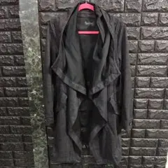 未使用に近いトルネードマート濃灰×黒変形コートドレープ・ハイカラー・フーデッド