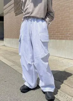 oversized sweat cargo pants グレー