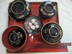お食い初め用食器　松竹梅模様　歯固めの石付き
