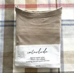 ブラウンベージュ バックプリント厚手Tシャツ