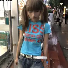 美品 y2k 平成ギャル　グランジ　Tシャツ　トップス　 英字ロゴ ピチT