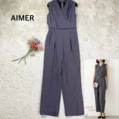 【極美品】エメ パンツドレス カシュクール テーパード M ダークグレー