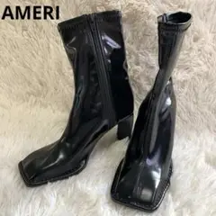 極美品✨AMERI UND ELASTIC SHORT BOOTS ブラック