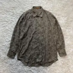 【LANCEL ランセル】メンズ　長袖　柄シャツ　グリーン　大きめサイズ