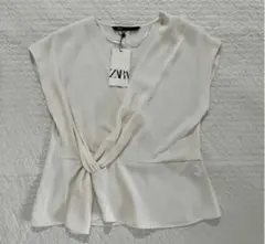 ZARA ノットクレープトップス　XL