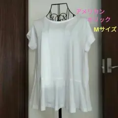 アメリカンホリック★ホワイト フレア 半袖 Tシャツ