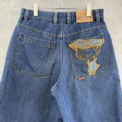 PLATINUM FUBU フブ 刺繍デニムハーフパンツ インディゴ W34 FUBU ジーンズ フブ ブランド ロゴ 刺繍 サイズ調整可能