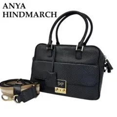 美品 アニヤハインドマーチ 2way ショルダーバッグ レザー 黒 BLACK