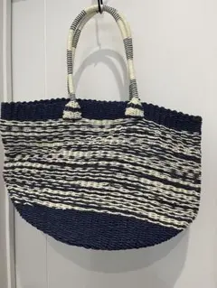 未使用！　Gap ストライプ編み込みかごバッグ　②