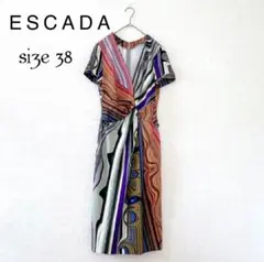 美品✨ESCADA エスカーダ ワンピース プリント ストレッチ
