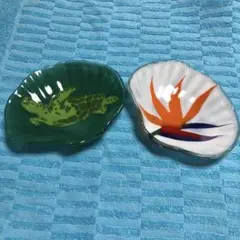 ガラス製　貝殻 プレート　ウミガメ　海藻