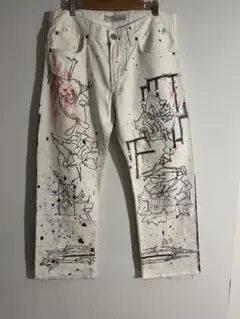 EDWIN アートペイント ホワイトデニムパンツ