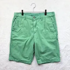 【ユニクロ】L 緑 ハーフパンツ カジュアル メンズ コットン生地 春夏