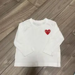 ホワイト ハート刺繍 長袖Tシャツ